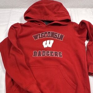 Outer Stuff Wisconsin Badgers Pullover Hoodie Sweatshirt, Red, Youth Size M